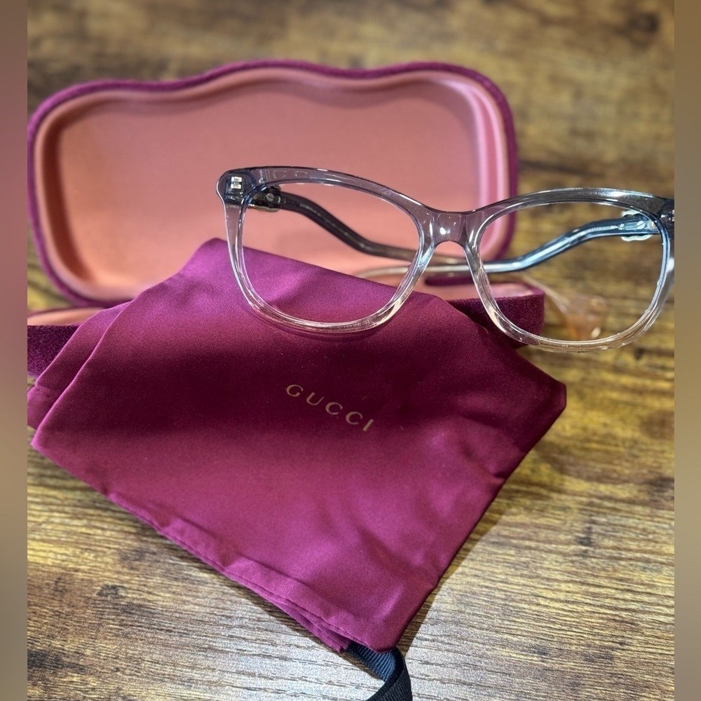 Gucci Transparent Eyewear with Burgundy Case - Picture 2 of 6